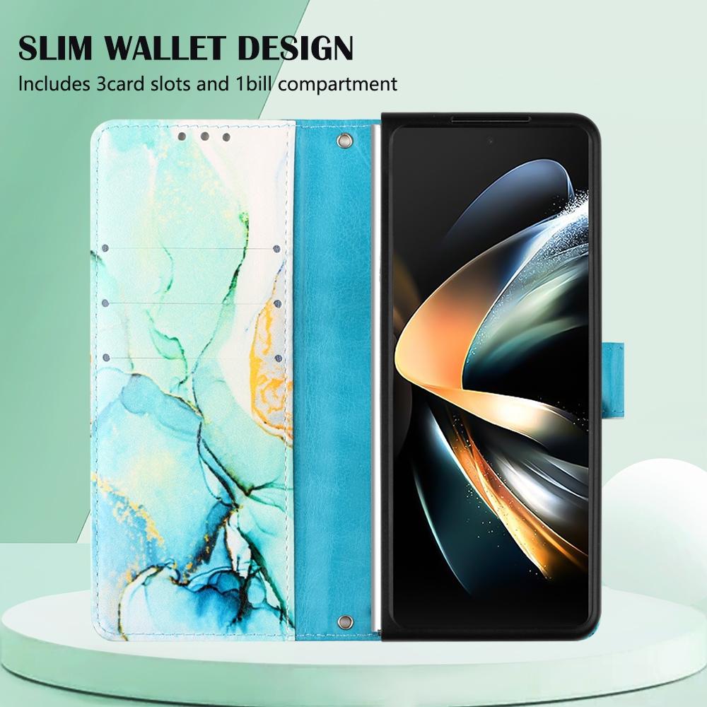 For Samsung Galaxy Z Fold4 5G Marble Leather Flip Case - Rose Gold Ls005