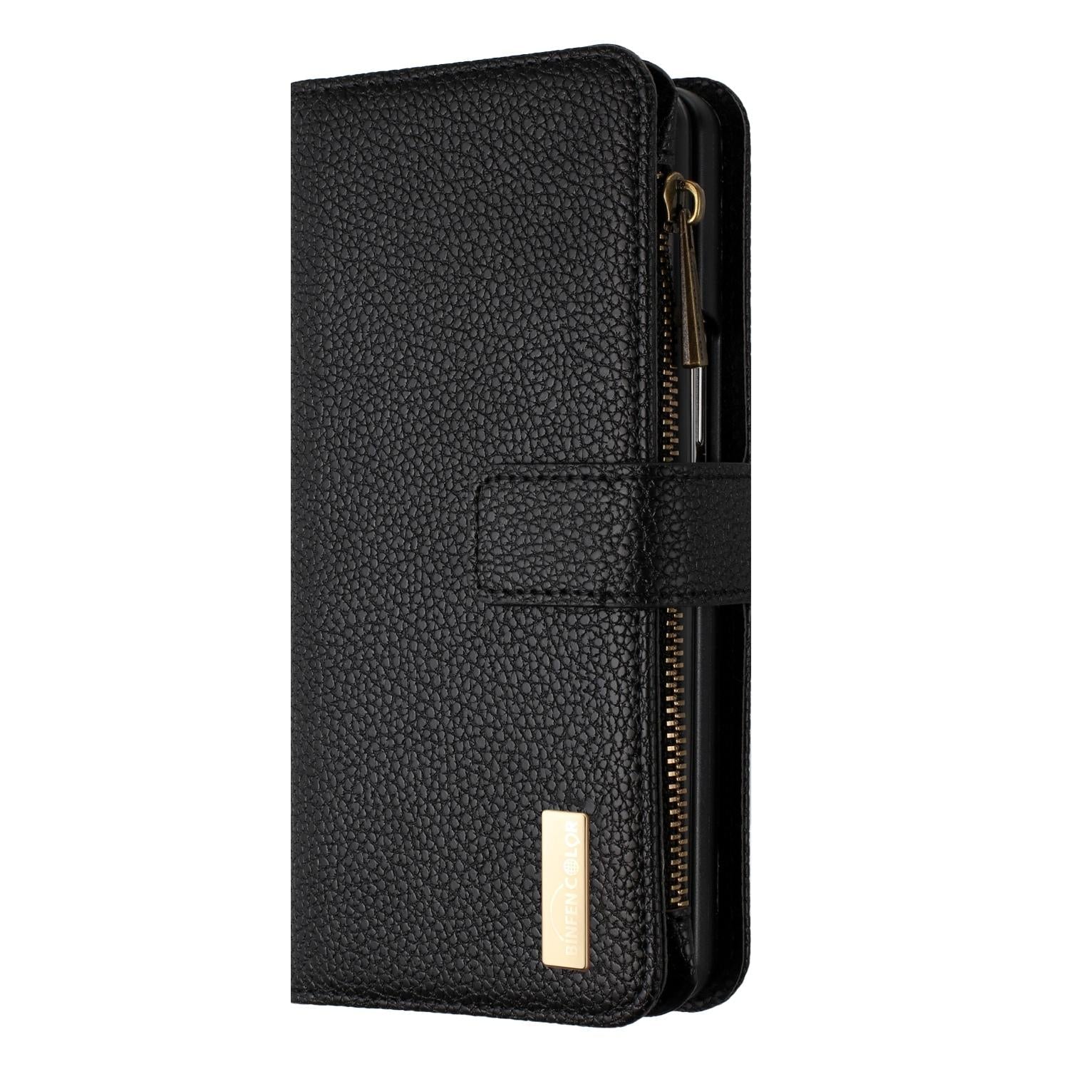 For Samsung Galaxy Z Fold4 5G Litchi Texture Zip Wallet - Gold