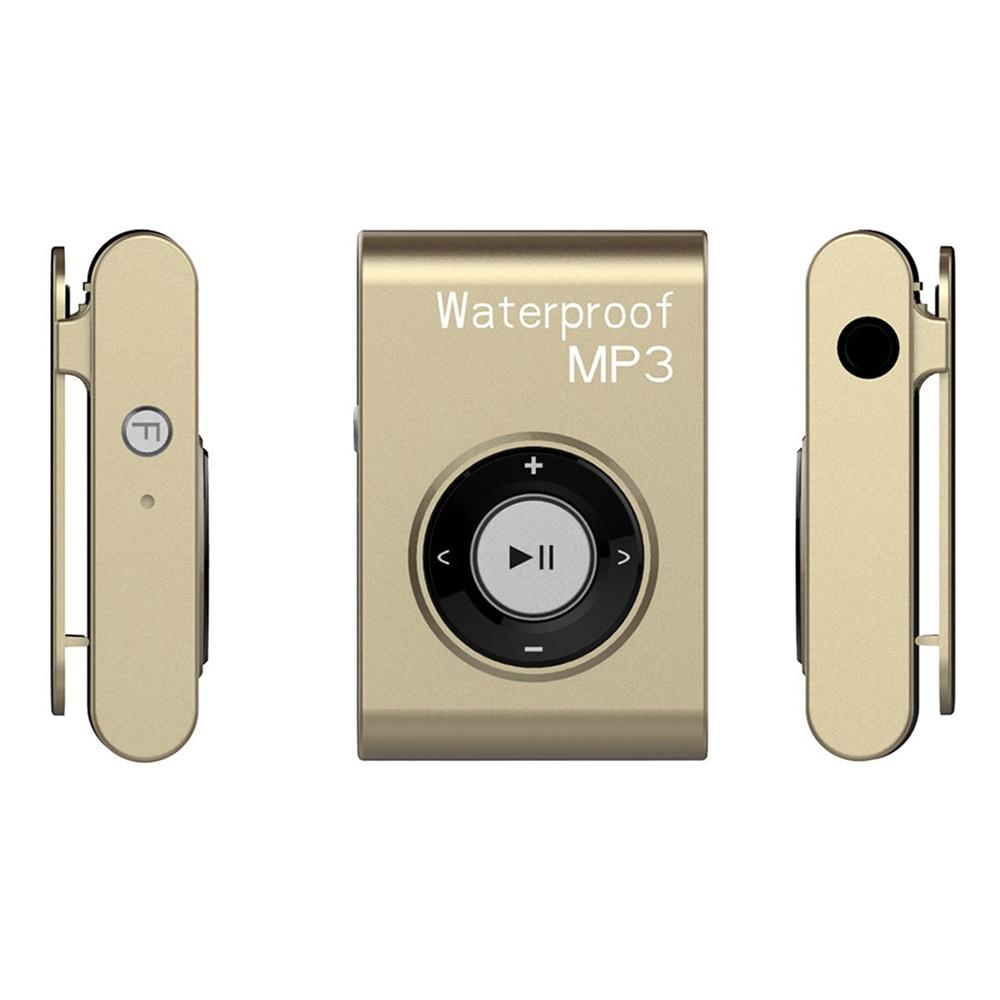 Waterproof Mp3 Player For Swimming & Diving 8Gb Memory Fm Radio Clip & Earphones - Gold