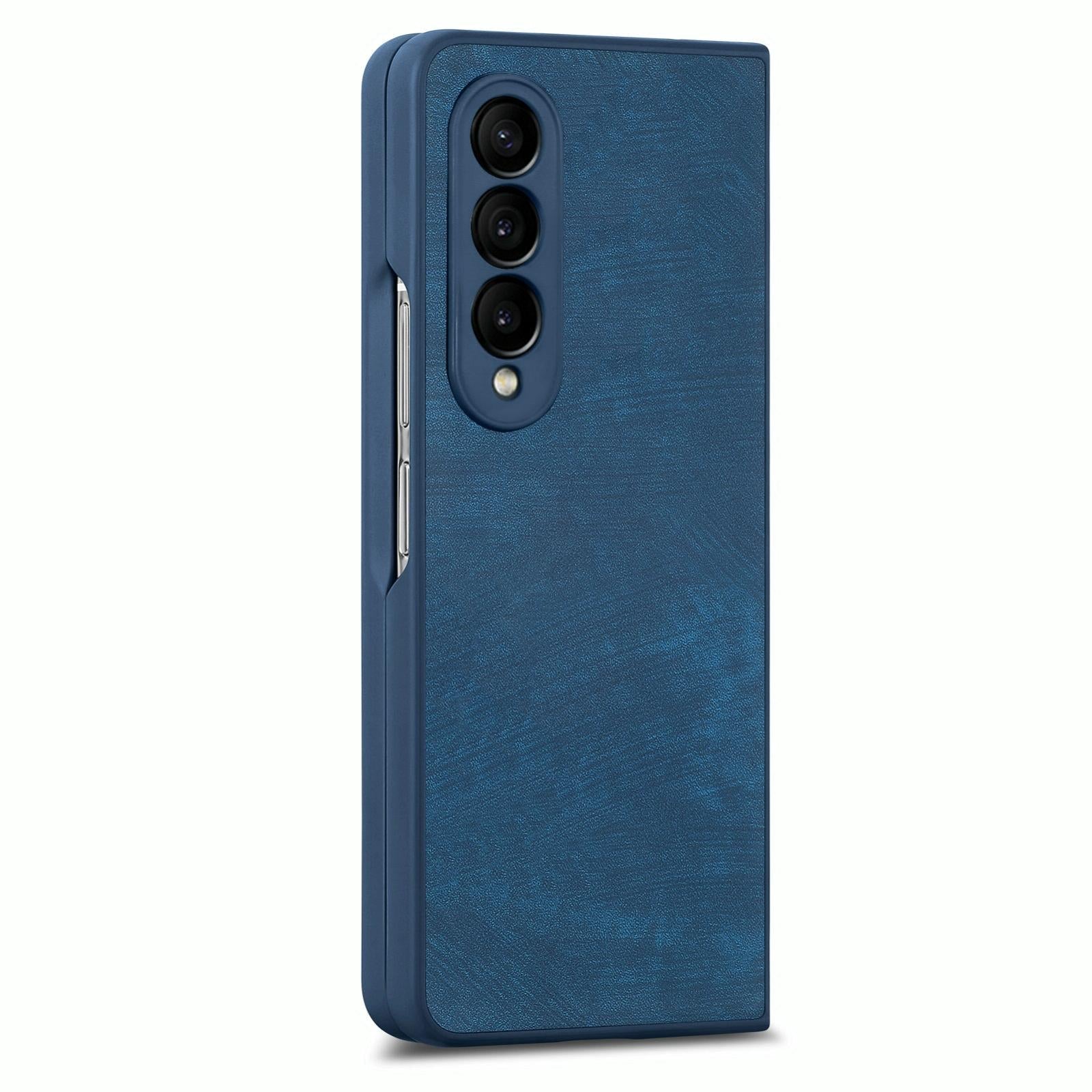 For Samsung Galaxy Z Fold4 5G Vintage Leather Fold Case - Blue