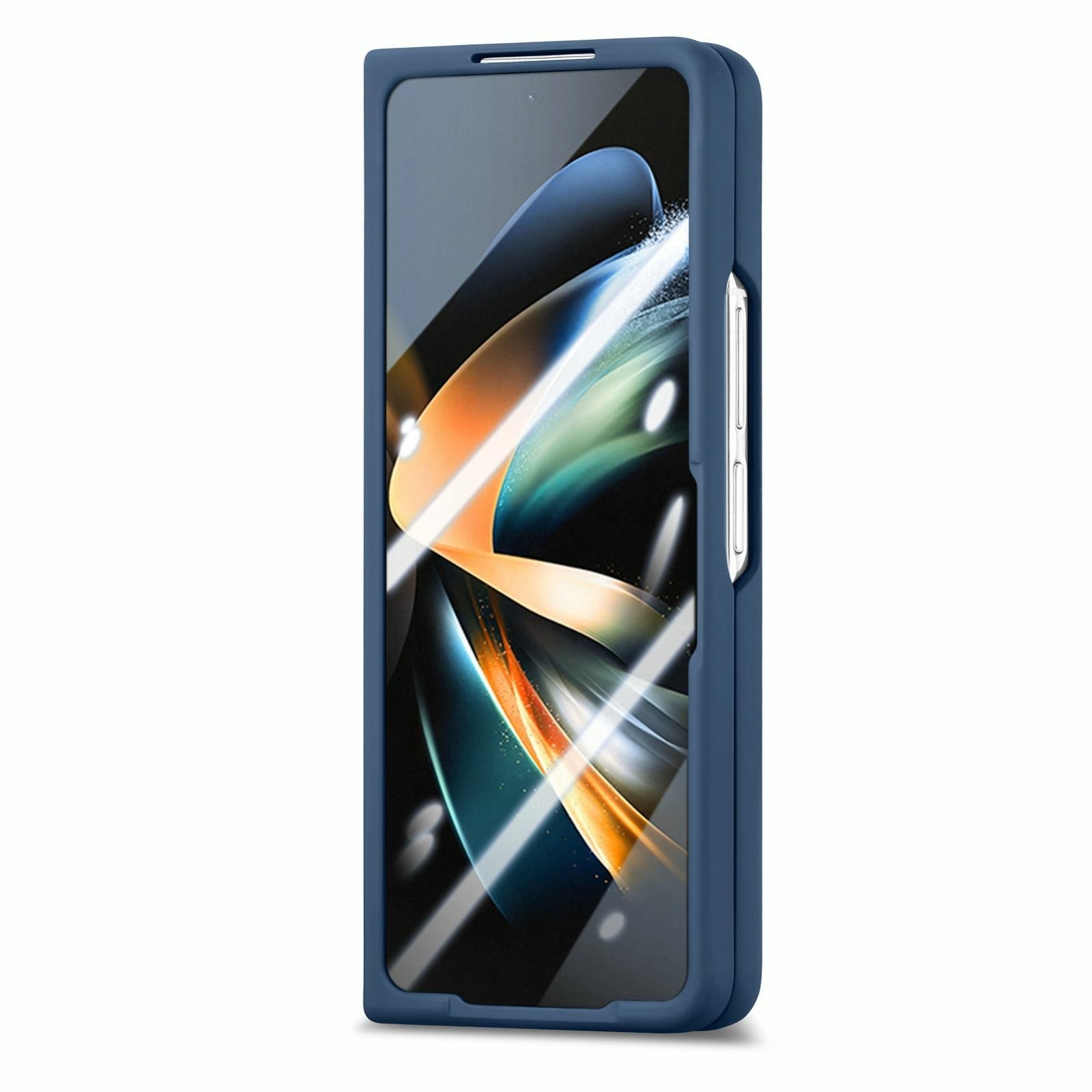 For Samsung Galaxy Z Fold4 5G Vintage Leather Fold Case - Blue