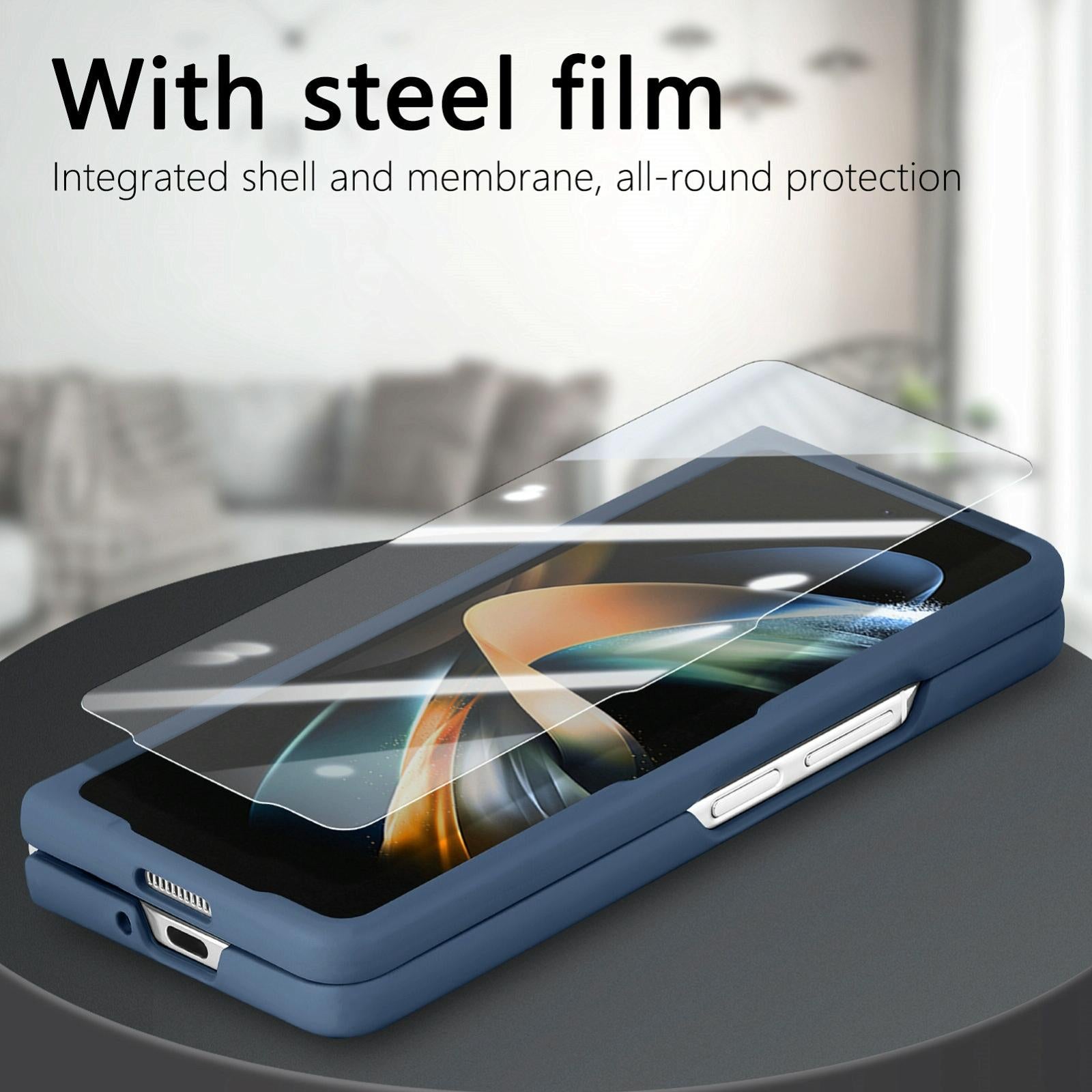 For Samsung Galaxy Z Fold4 5G Vintage Leather Fold Case - Blue