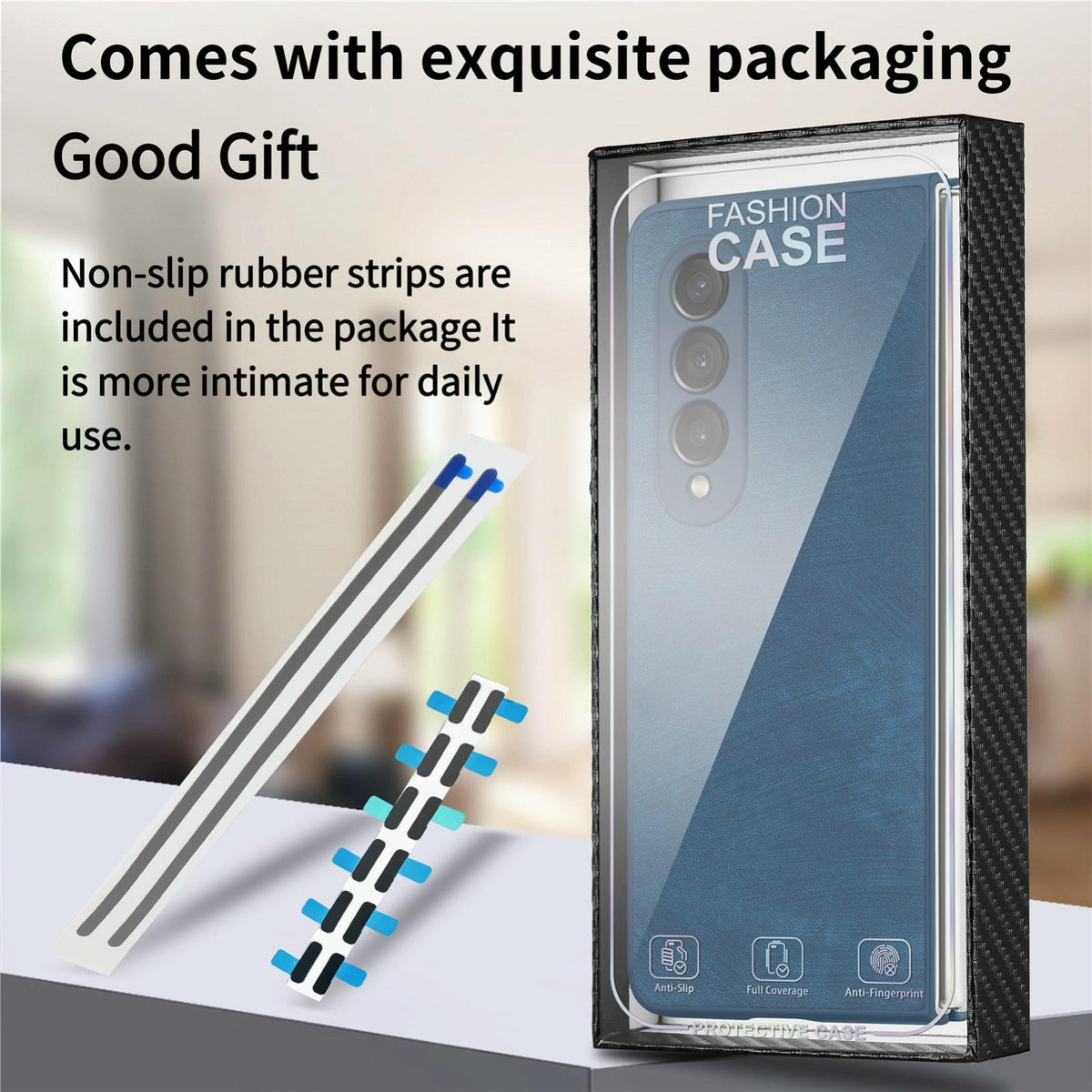 For Samsung Galaxy Z Fold4 5G Vintage Leather Fold Case - Blue