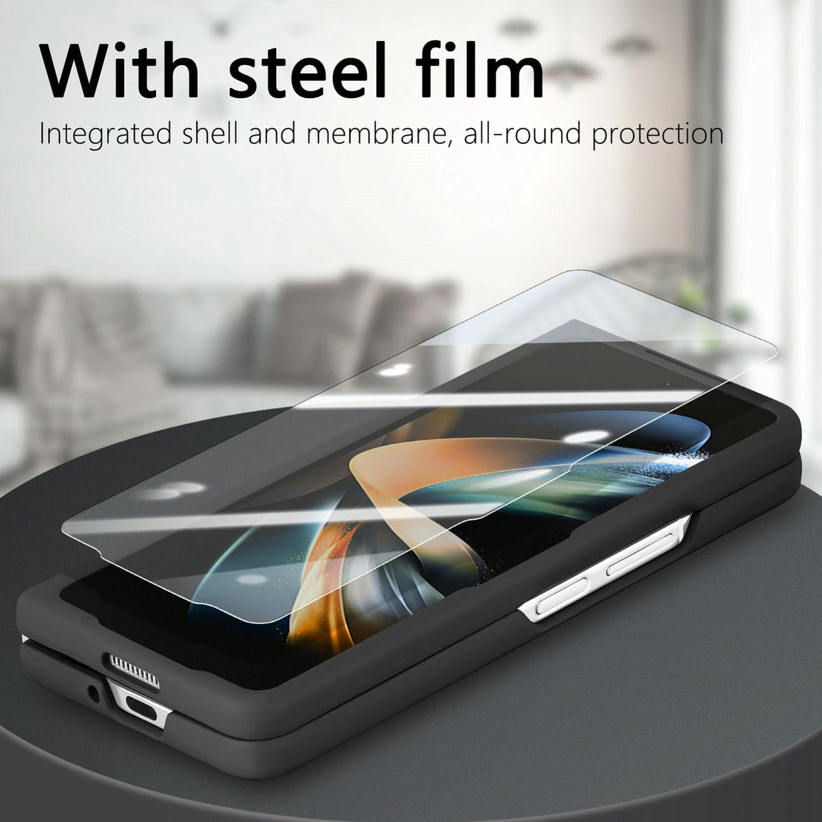 For Samsung Galaxy Z Fold4 5G Vintage Leather Fold Case - Blue