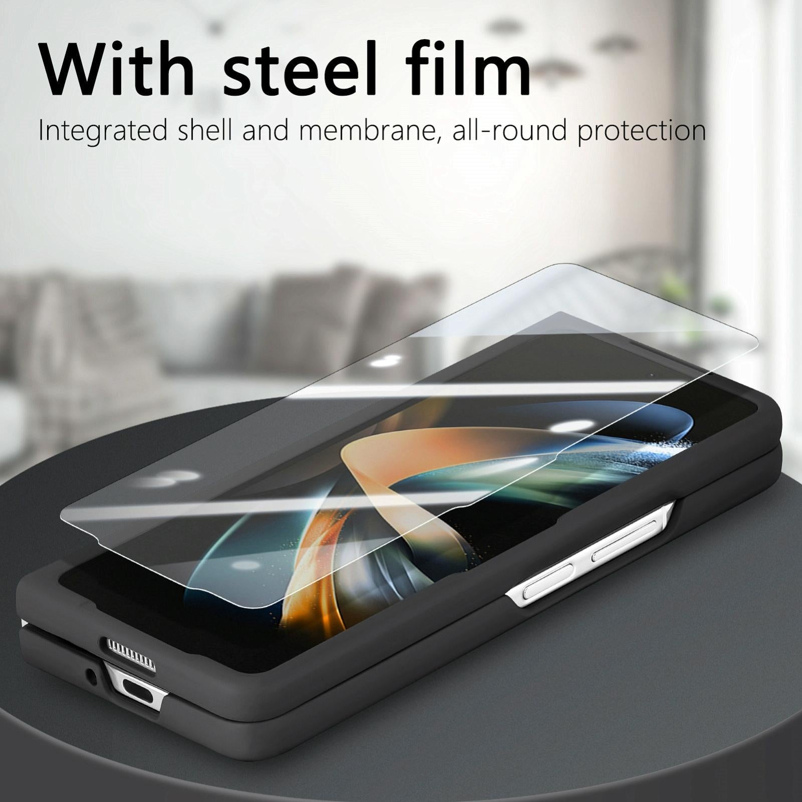 For Samsung Galaxy Z Fold4 5G Vintage Leather Fold Case - Blue