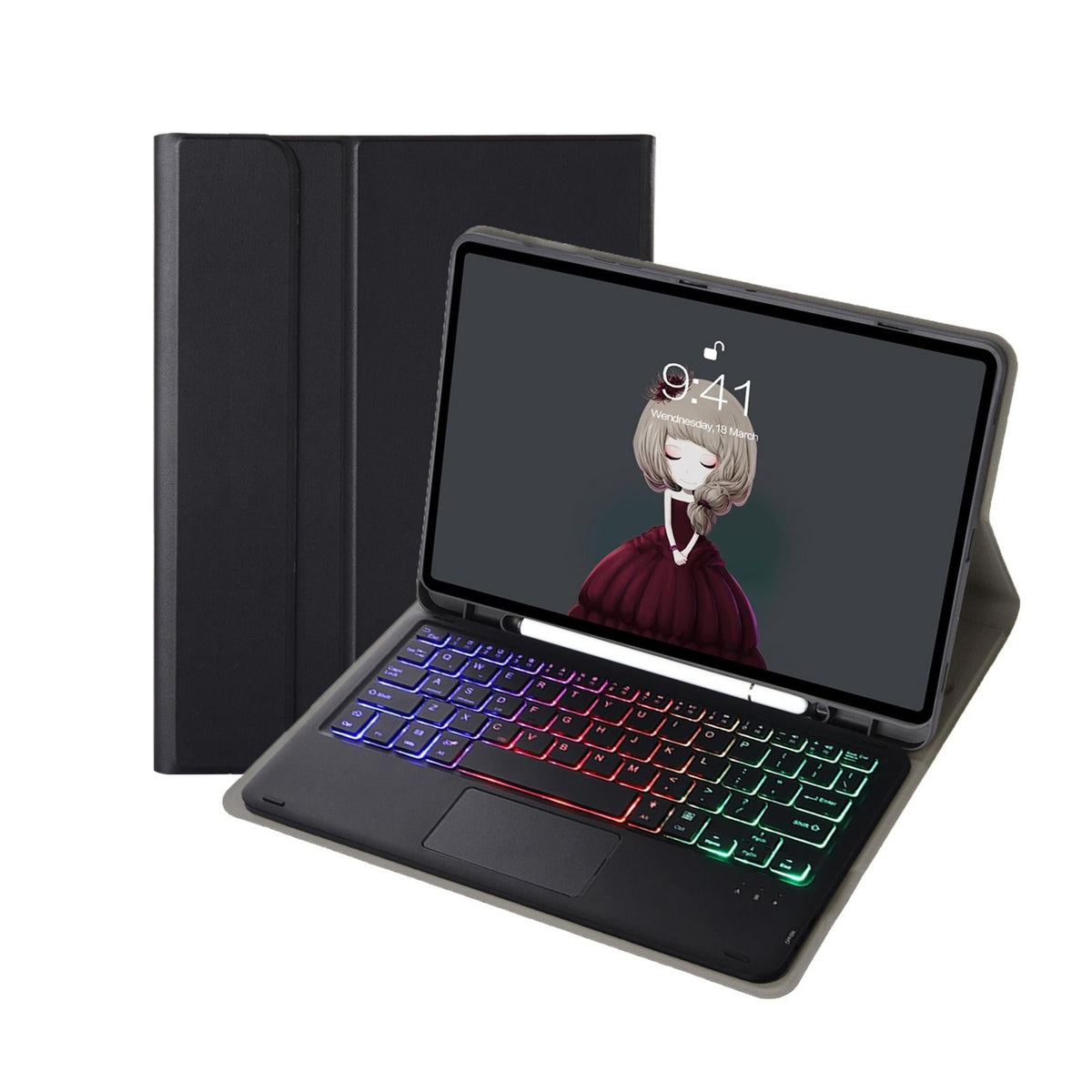 Bluetooth Keyboard Leather Tablet Case For Ipad 10.2 / 10.5 / Air 2019 With Touch Pad & Pen Slot - Blue