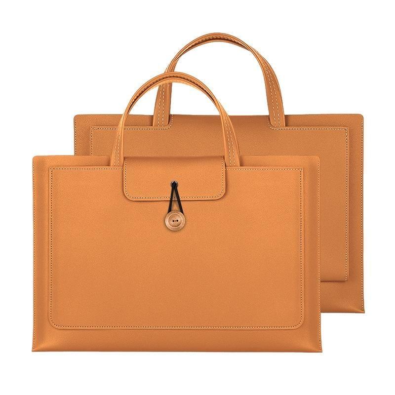 Waterproof Elastic Button Laptop Handbag - Pu Material - Rose Pink - 15.4/16 Inch