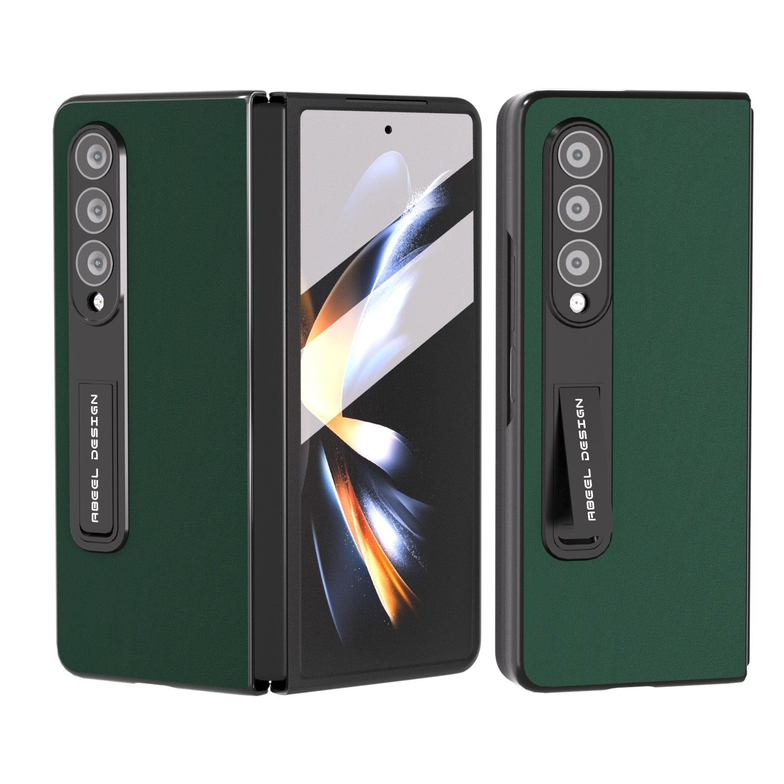 For Samsung Galaxy Z Fold4 5G Phone Case With Holder - Silky Soft Edge - Coffee