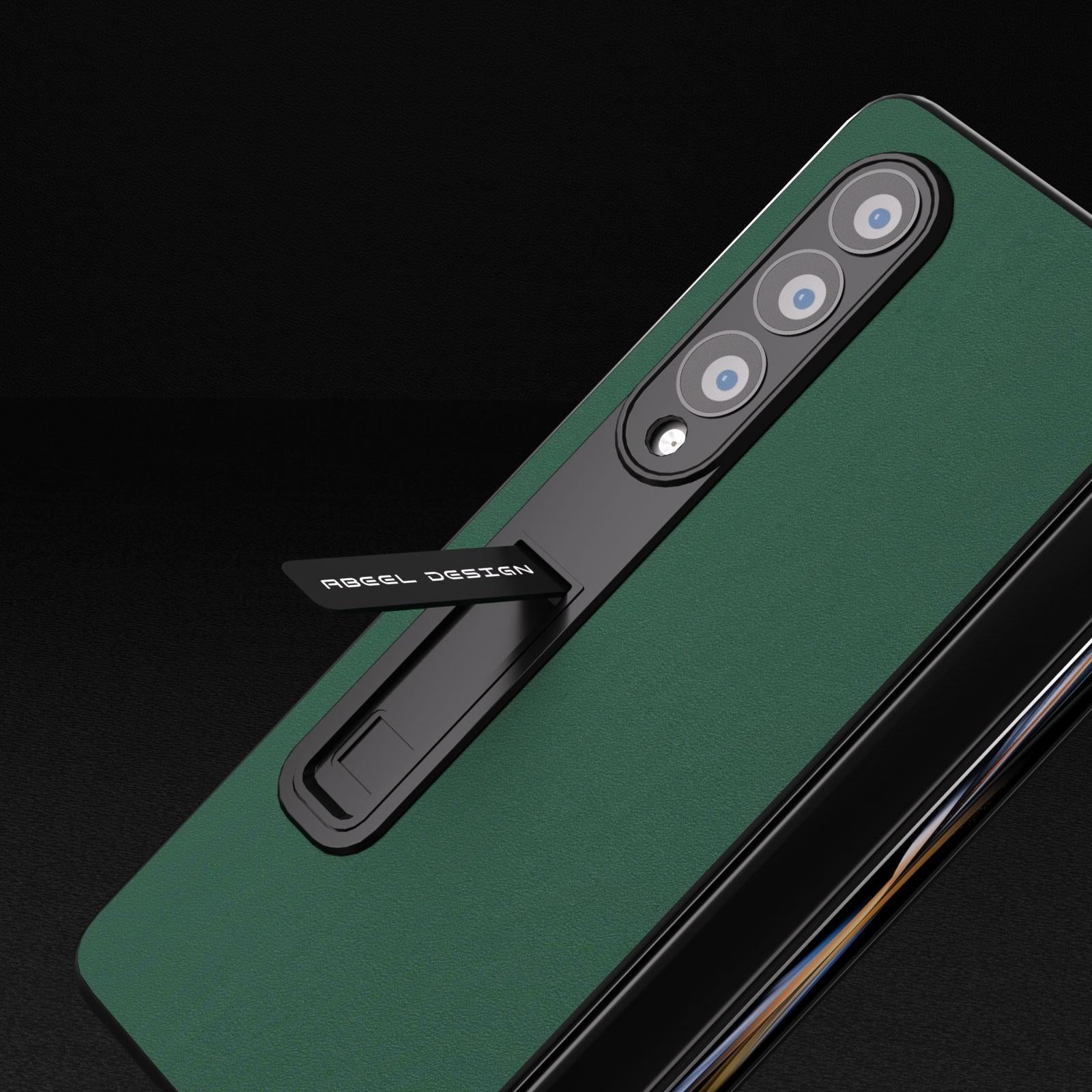 For Samsung Galaxy Z Fold4 5G Phone Case With Holder - Silky Soft Edge - Coffee