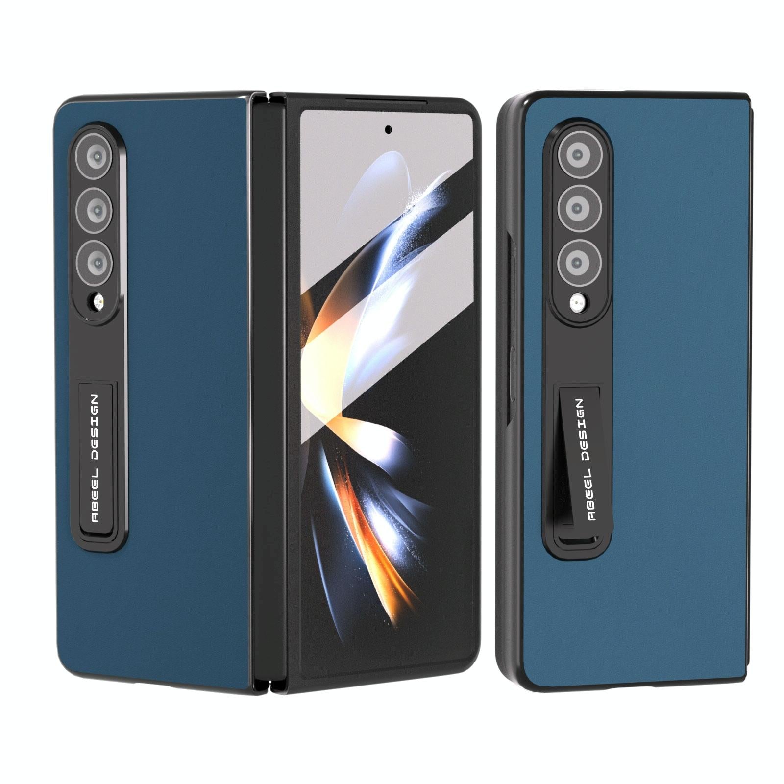 For Samsung Galaxy Z Fold4 5G Phone Case With Holder - Silky Soft Edge - Coffee