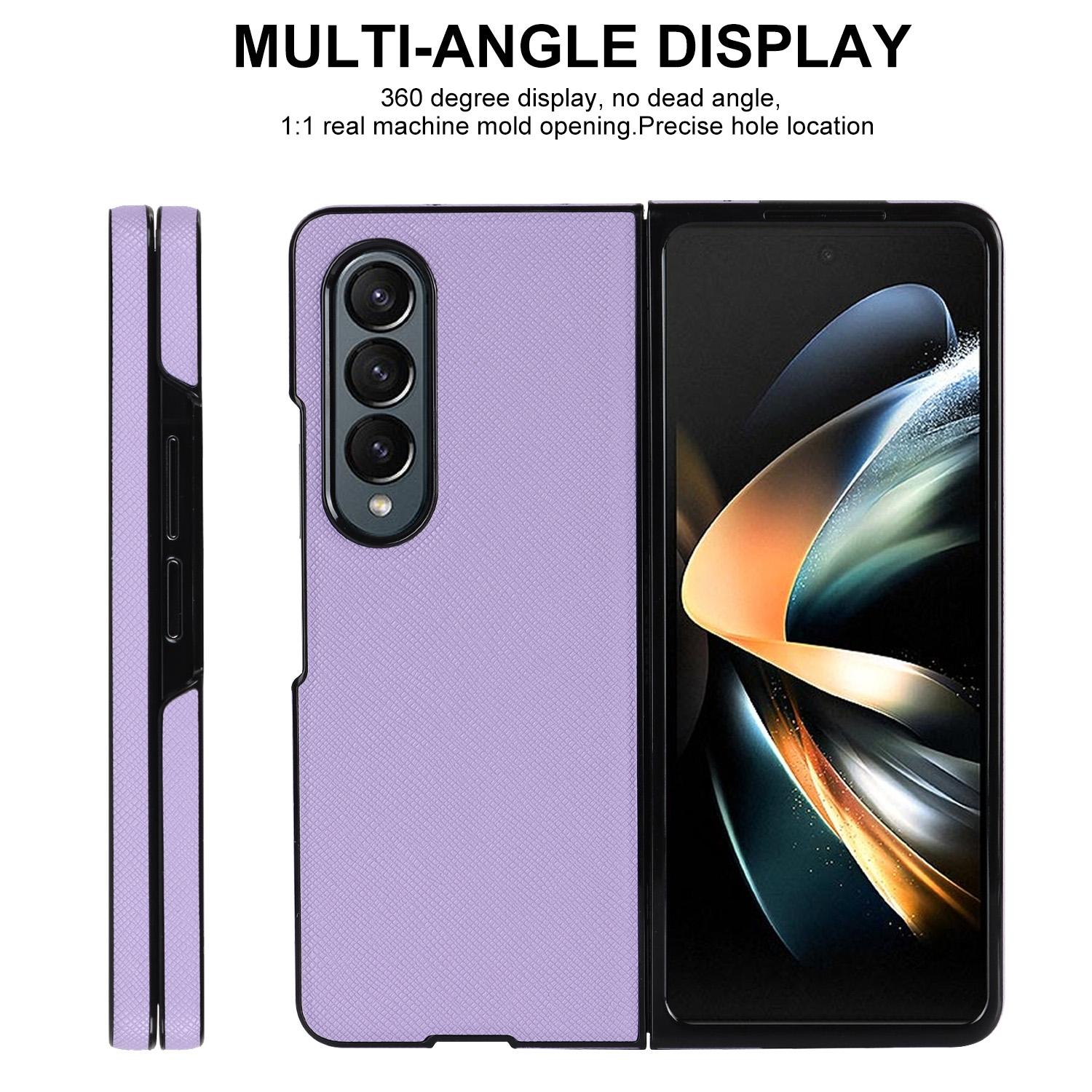 For Samsung Galaxy Z Fold4 5G Foldable Cross Pattern Phone Case - Compact Design - Rose Gold