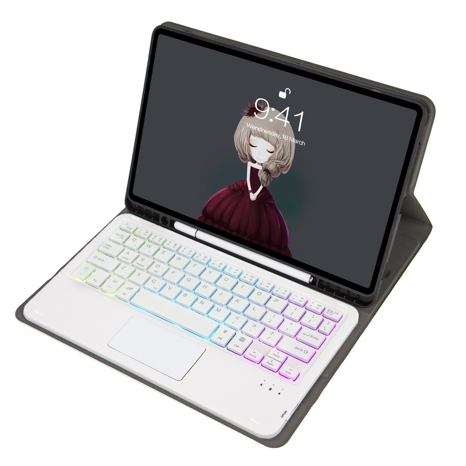 Bluetooth Keyboard Leather Case For Ipad Air / Pro 11 - Touch Pad Backlight Pen Slot - Blue