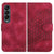 For Samsung Galaxy Z Fold4 5G Embossed Elephant Head Phone Case With Lanyard - Rose Red