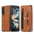 For Samsung Galaxy Z Fold4 5G Shockproof Foldable Leather Case With Stylus - Brown
