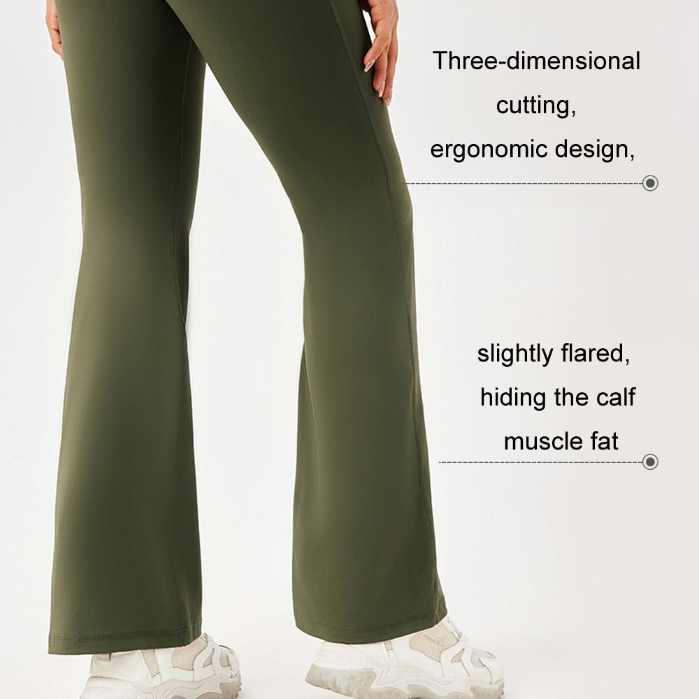 High Waisted Elastic Yoga Flared Pants Size L - Wine Red - Xl