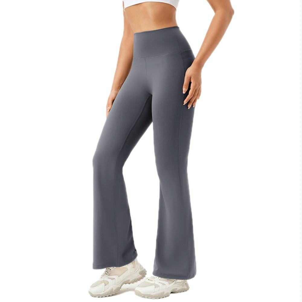 High Waisted Elastic Yoga Flared Pants Size L - Wine Red - Xl
