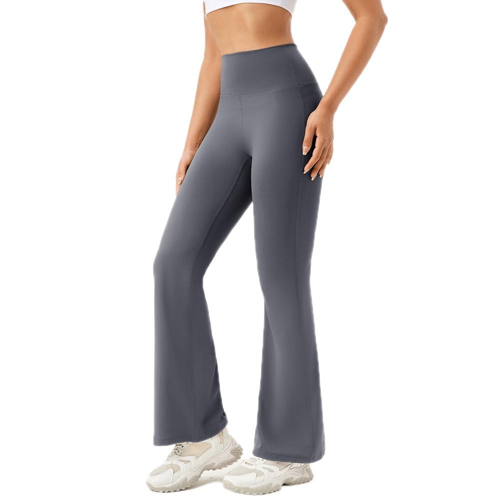 High Waisted Elastic Yoga Flared Pants Size L - Wine Red - Xl