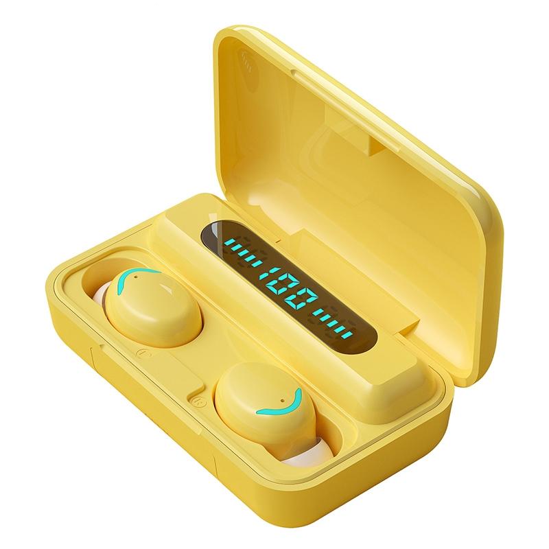 Macaron Series Bluetooth Earphones with Breathing Light & Noise Reduction - Dark Blue