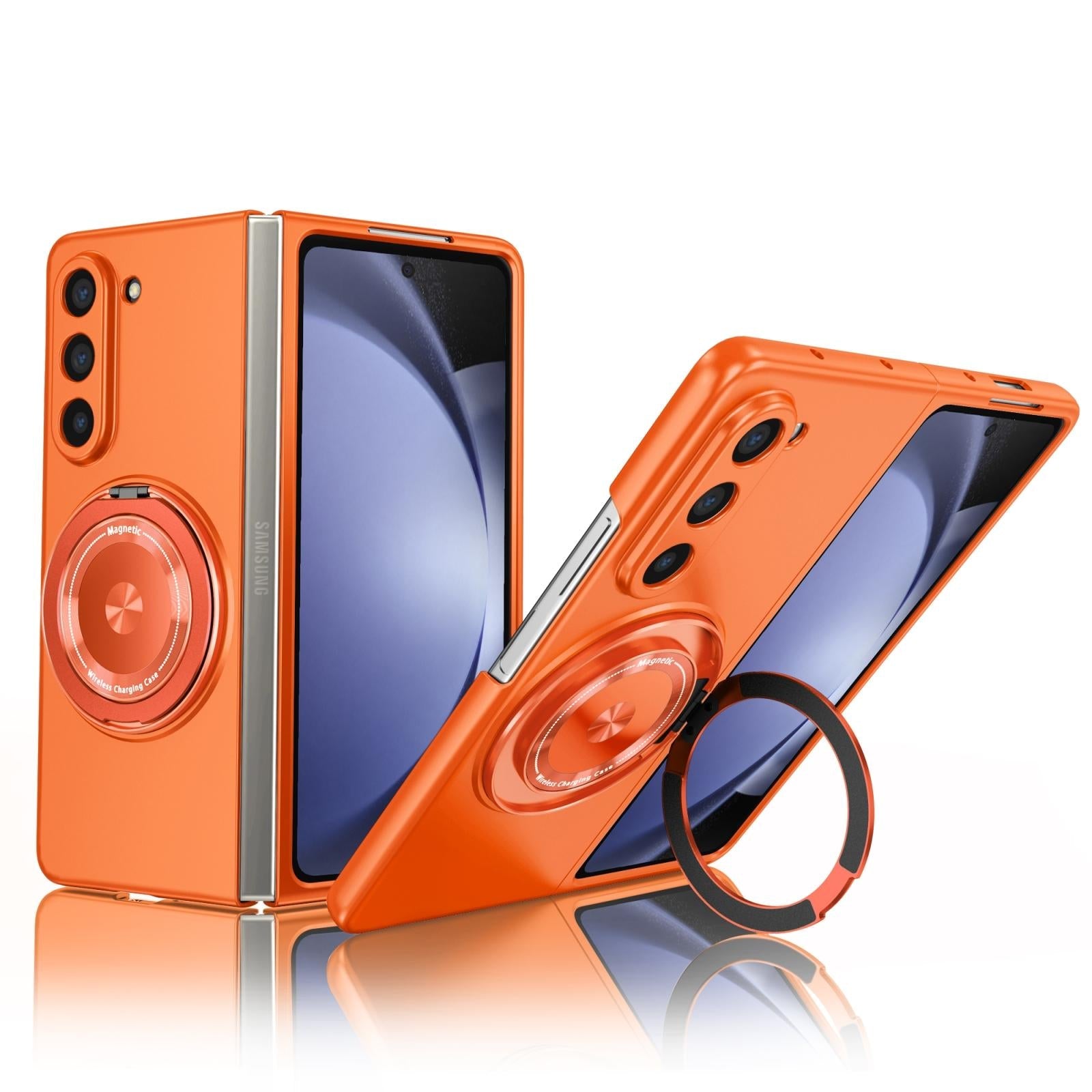 For Samsung Galaxy Z Fold4 5G Shockproof 360 Degree Rotating Case - Orange