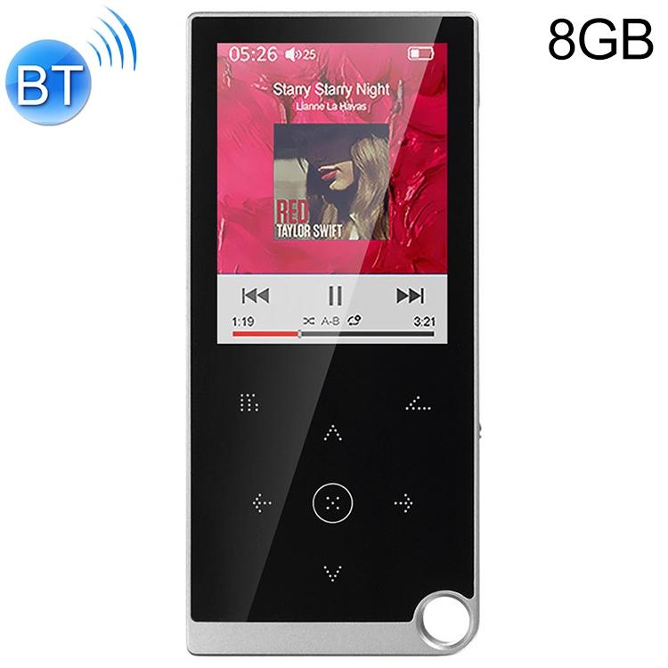 2.4 Inch Touch Mp4 / Mp3 Player 8Gb Memory Bluetooth E Book Alarm Timer - Silver Grey