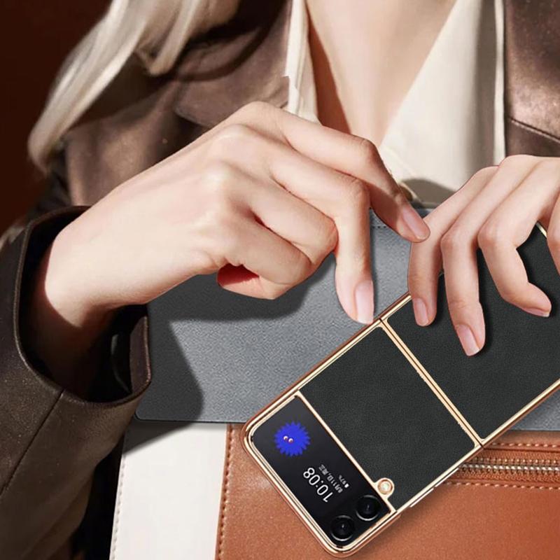 For Samsung Galaxy z Fold4 5G Foldable Lambskin Phone Case - Electroplated - Grey
