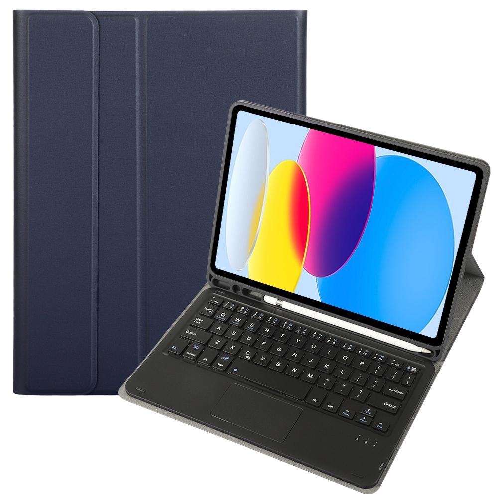 2022 Ipad 10.9 Lambskin Bluetooth Keyboard Case With Pen Slot - Dark Blue