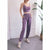 High Waist Drawstring Fitness Pants Black Size L - Smoke Purple M