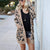 Fashion Leopard Cardigan Knit Sweater Khaki - Xl