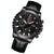 Stainless Steel Waterproof Men Sports Watch - Black Leather White Steel Black Surface