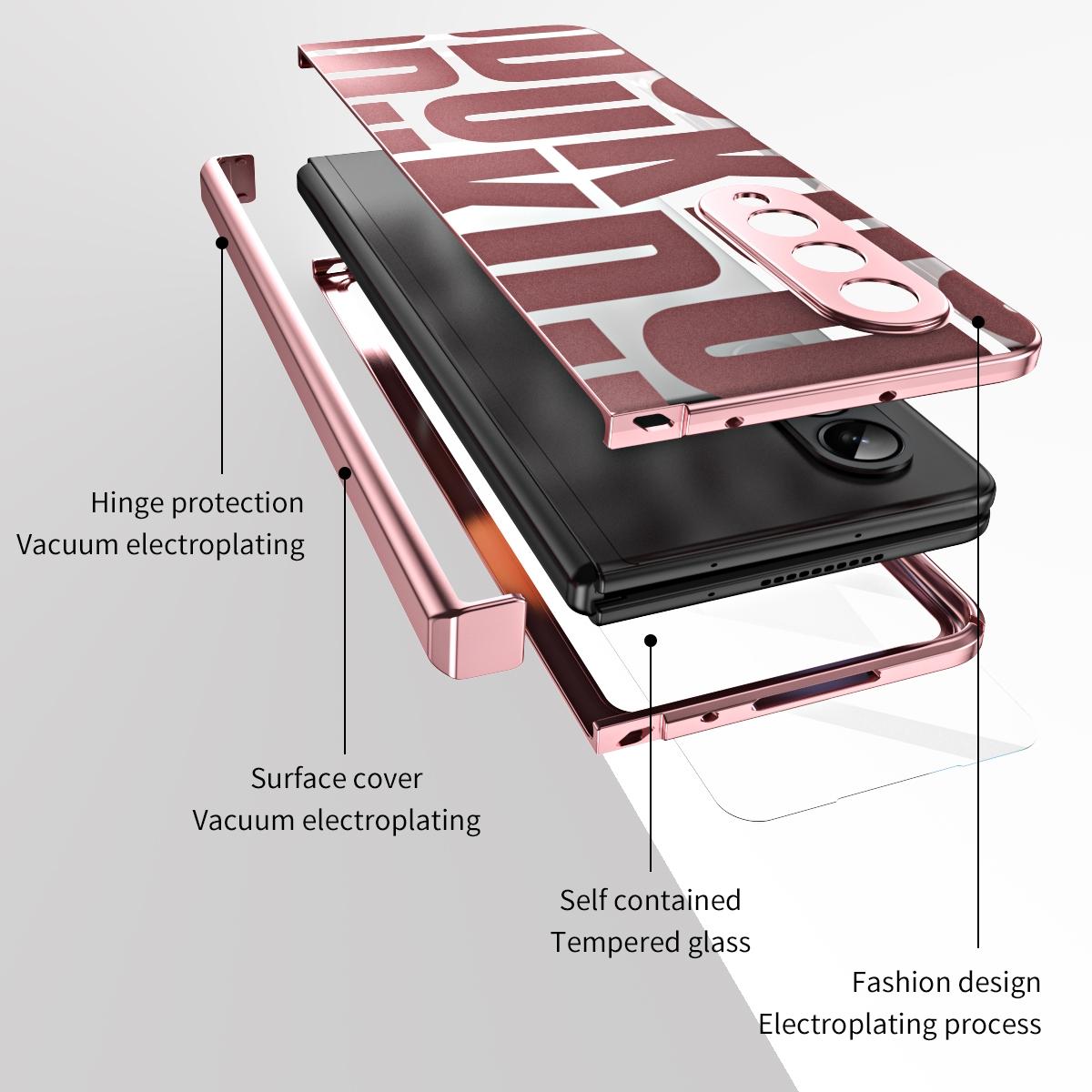 Foldable Electroplated Phone Case For Samsung Galaxy Z Fold 4 5G With Hinge