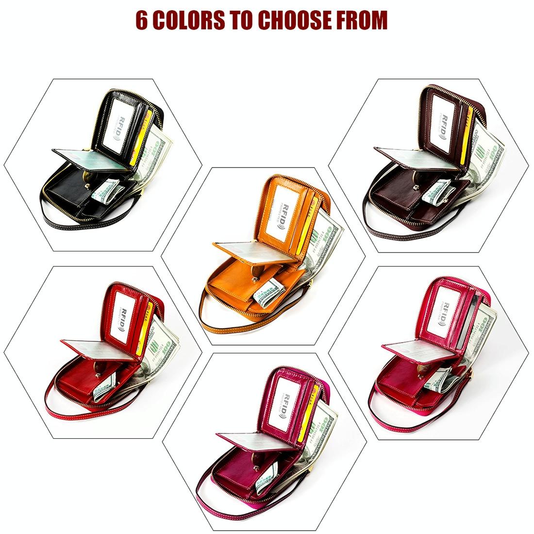 Rfid Leather Wallet with Lanyard - Multi-functional - Coffee