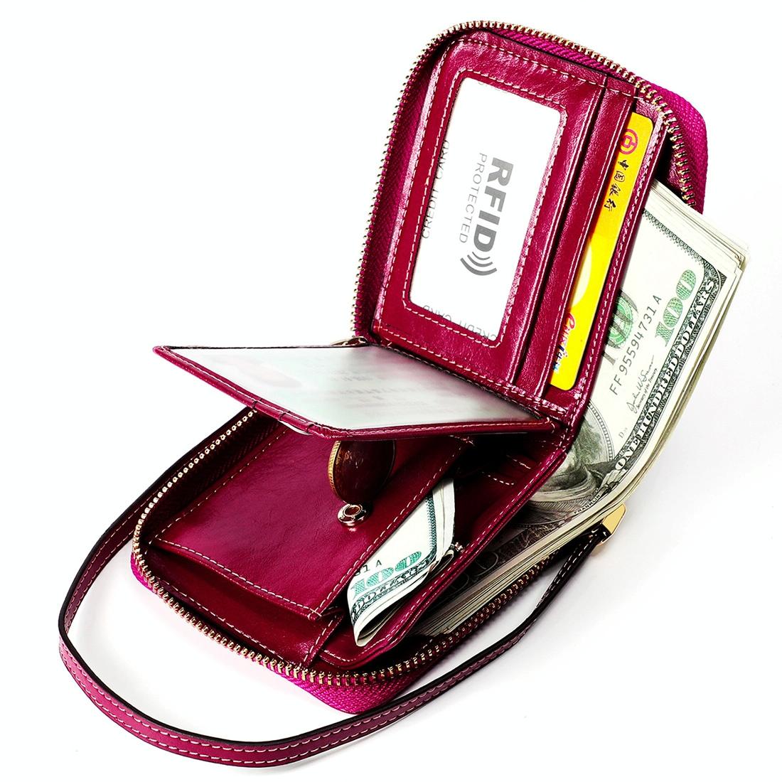 Rfid Leather Wallet with Lanyard - Multi-functional - Coffee