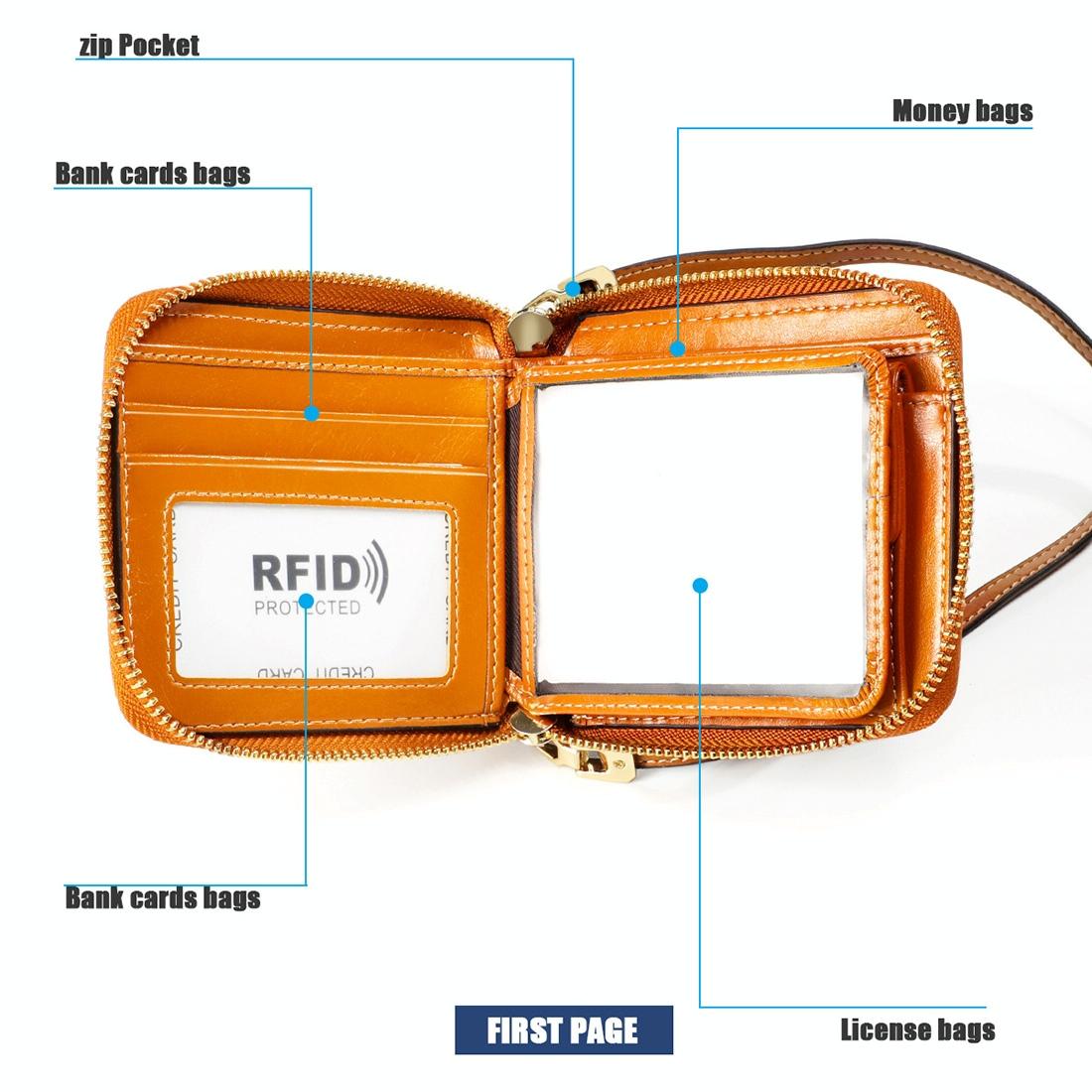 Rfid Leather Wallet with Lanyard - Multi-functional - Coffee