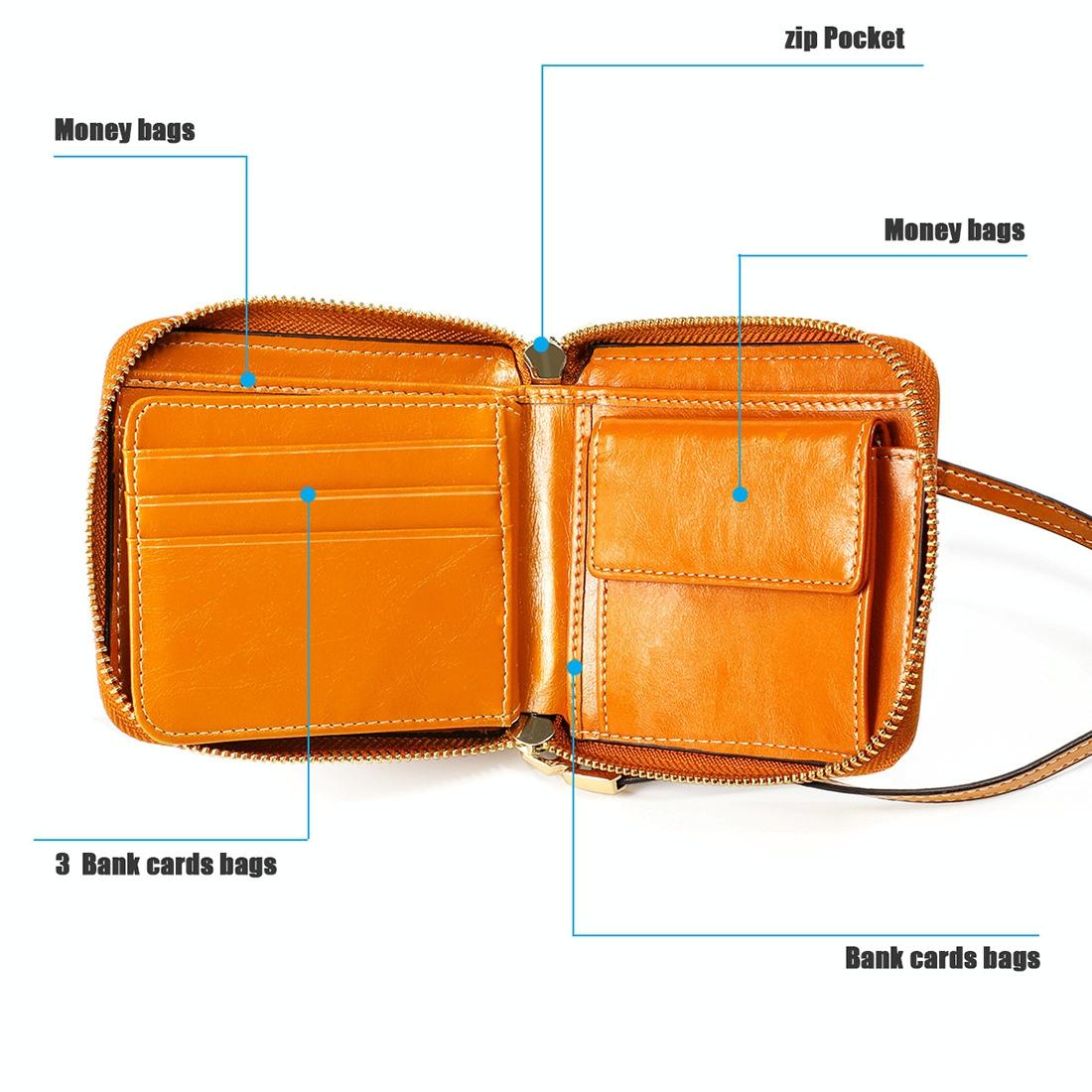 Rfid Leather Wallet with Lanyard - Multi-functional - Coffee