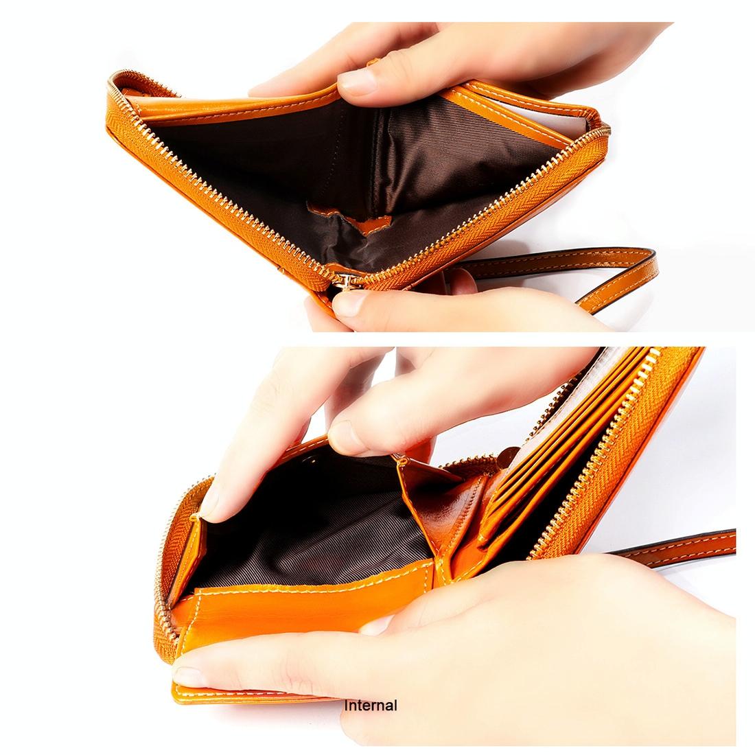 Rfid Leather Wallet with Lanyard - Multi-functional - Coffee