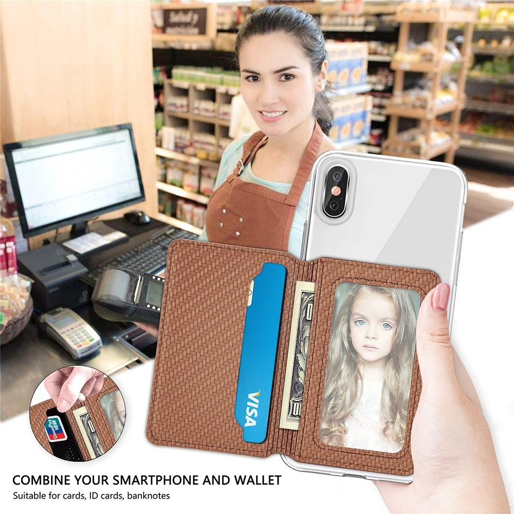 Universal Phone Card Holder With Bracket Multifunctional - Brown