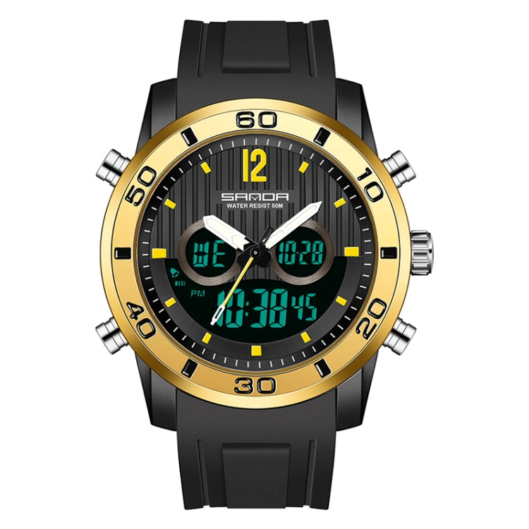Men Outdoor Sports Shockproof Electronic Watch with Dual Digital Display and Luminous Feature - Full Black