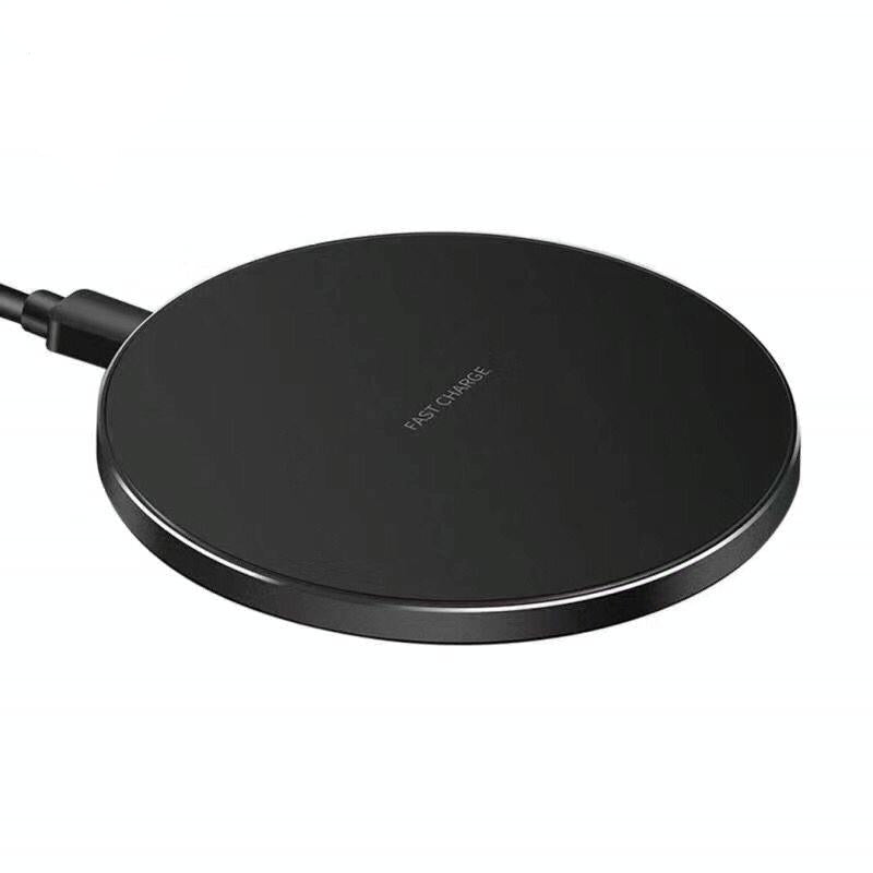 15W Round Wireless Charger Fast Charge - Mirror Black