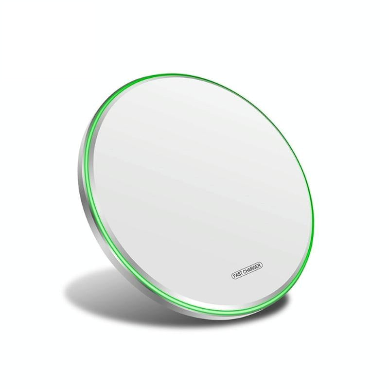 15W Round Wireless Charger Fast Charge - Mirror Black