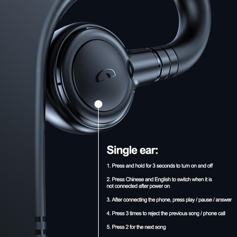 Bluetooth V5.2 Single Earhook Business Headset - M99 - Black + White