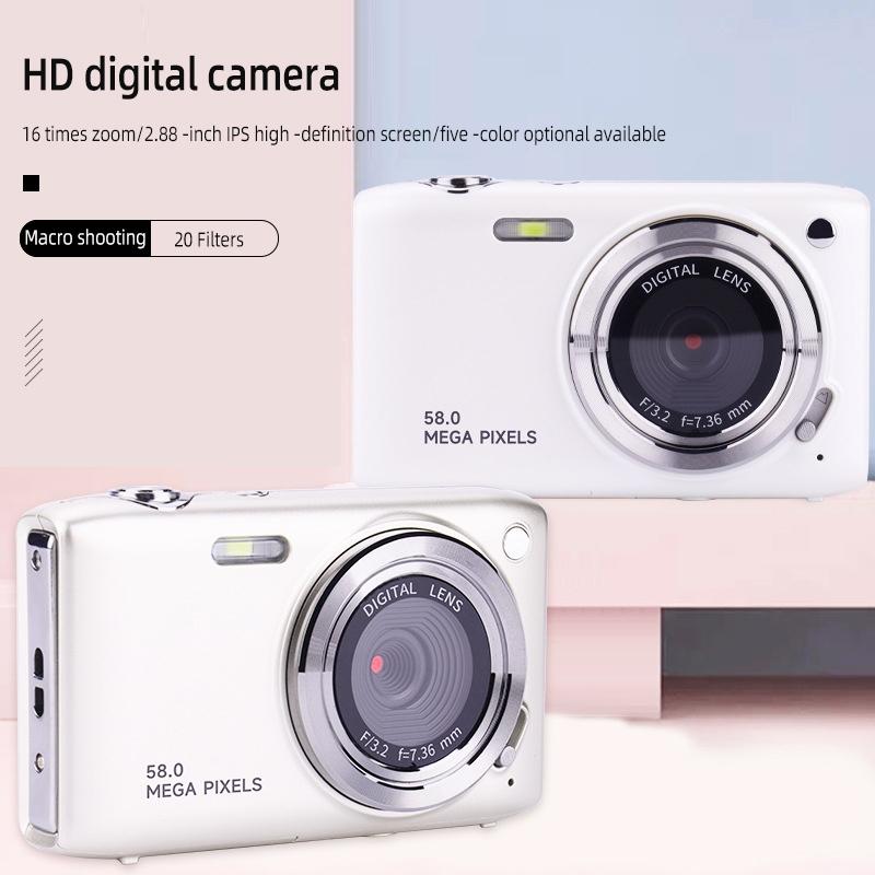 Portable 16X Zoom Hd Digital Camera With 2.88 Ips Screen - Rose Pink