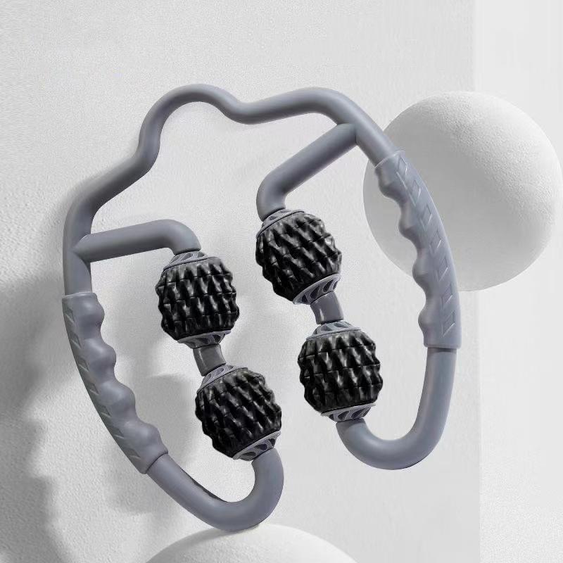 Muscle Massage Roller Foam Shaft For Yoga &amp; Fitness - Fish Bones Type Space Gray