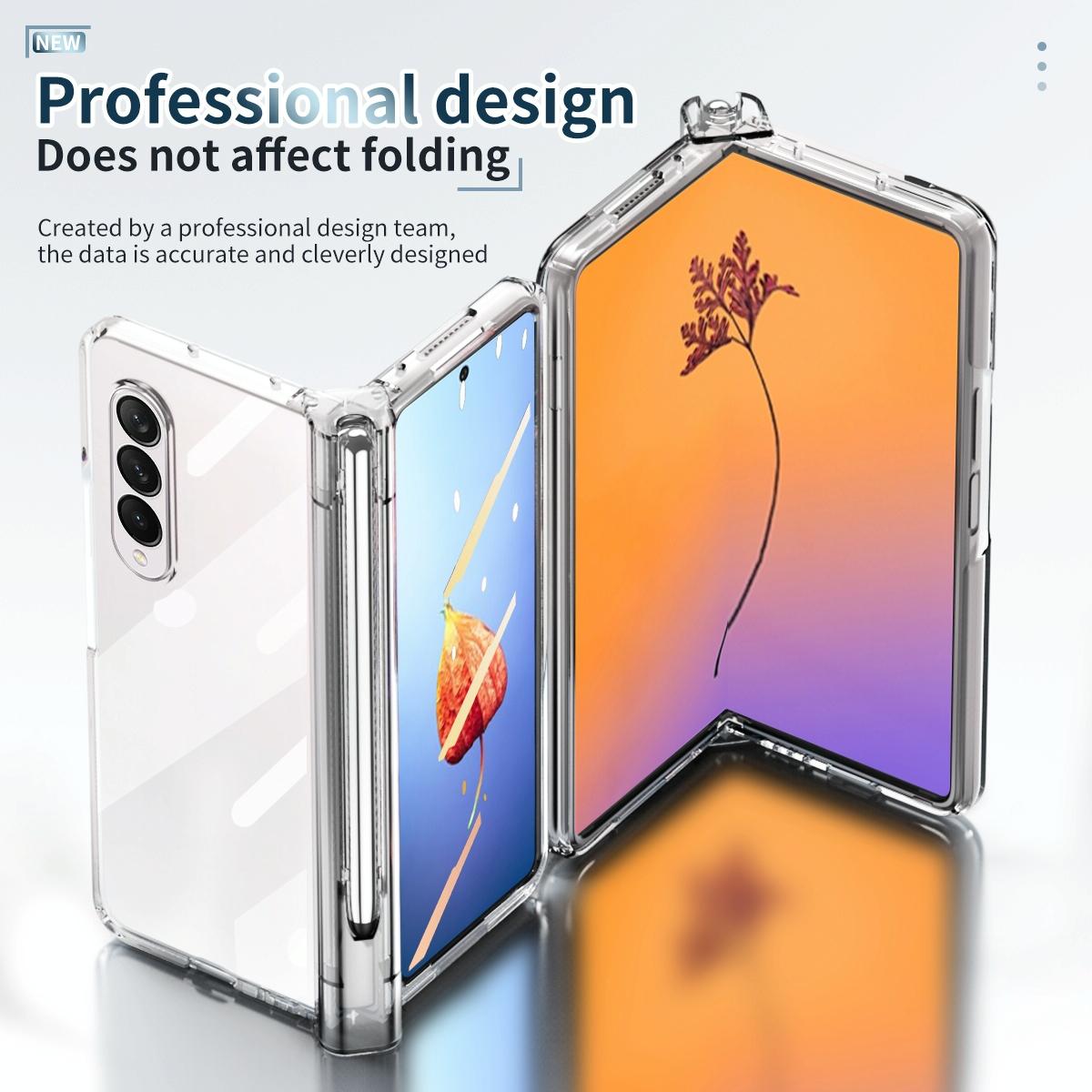 For Samsung Galaxy Z Fold4 5G Full Body Phone Case with Integrated Hinge and Pen Slot - Blue