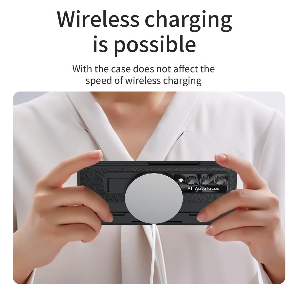 For Samsung Galaxy z Fold4 5G Full Coverage Phone Case with Hinge - Integrated Design - Gold + White