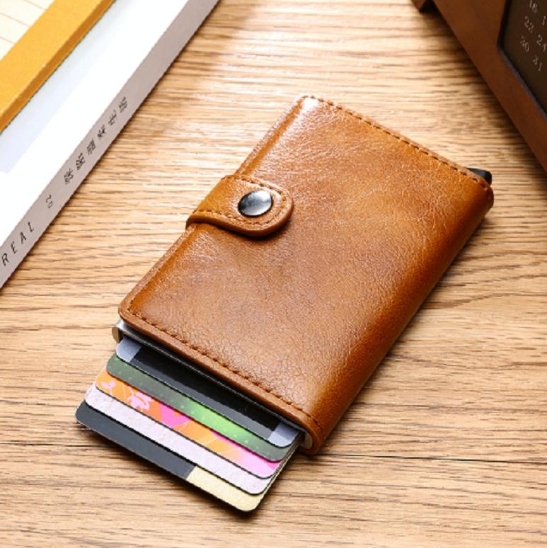Secure Rfid Blocking Aluminum Card Case - Coffee