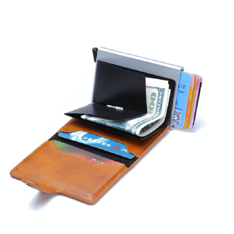 Secure Rfid Blocking Aluminum Card Case - Coffee