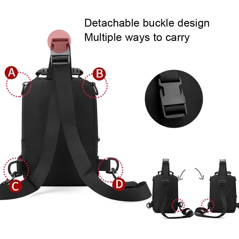 USB Chest Outdoor Shoulder Messenger Bag For Men With Charging Port - Grey Green