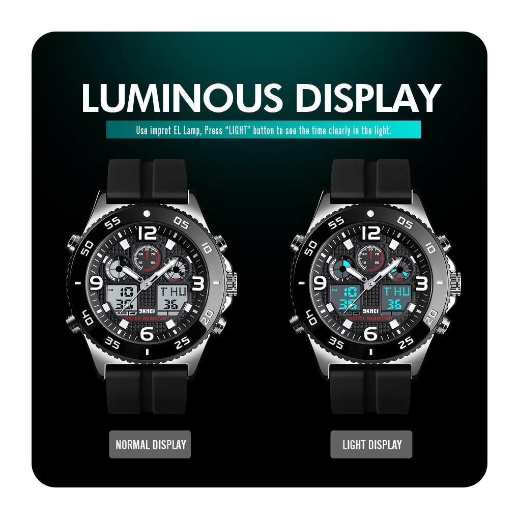 Men Casual Sports Watch with Large Dial and Steel Band - Silver-Steel Belt