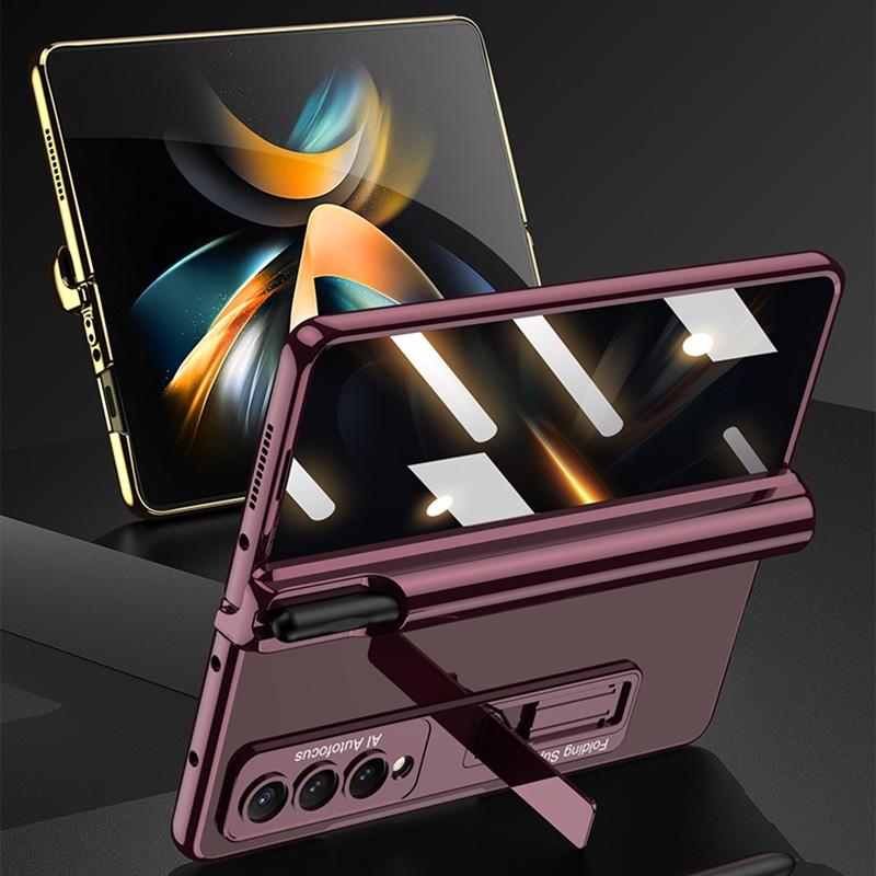 For Samsung Galaxy Z Fold4 5G Foldable Magnetic Privacy Case With Pen Holder - Fits 4Th Generation Ipad - Black
