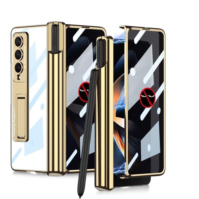 For Samsung Galaxy Z Fold4 5G Foldable Magnetic Privacy Case With Pen Holder - Fits 4Th Generation Ipad - Black